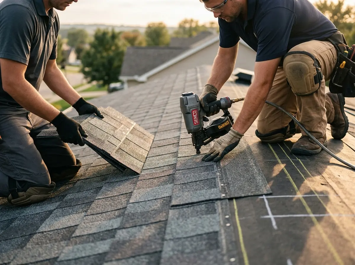 Professional roofer working on a residential roof in Scottsdale